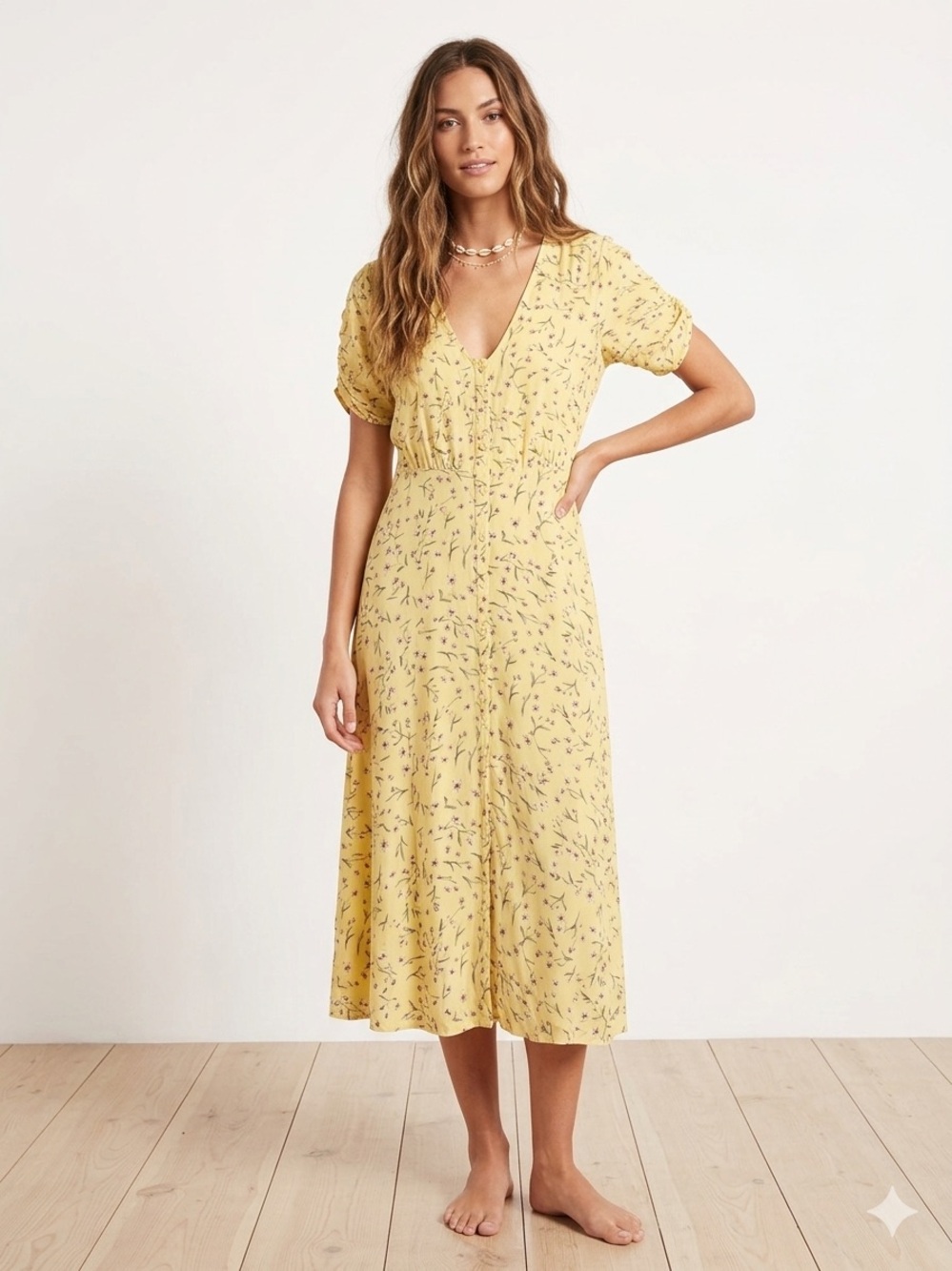 SOLD H&M butter yellow floral dress
